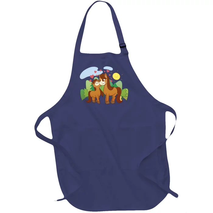 Cute Best Friend Horses Full-Length Apron With Pocket