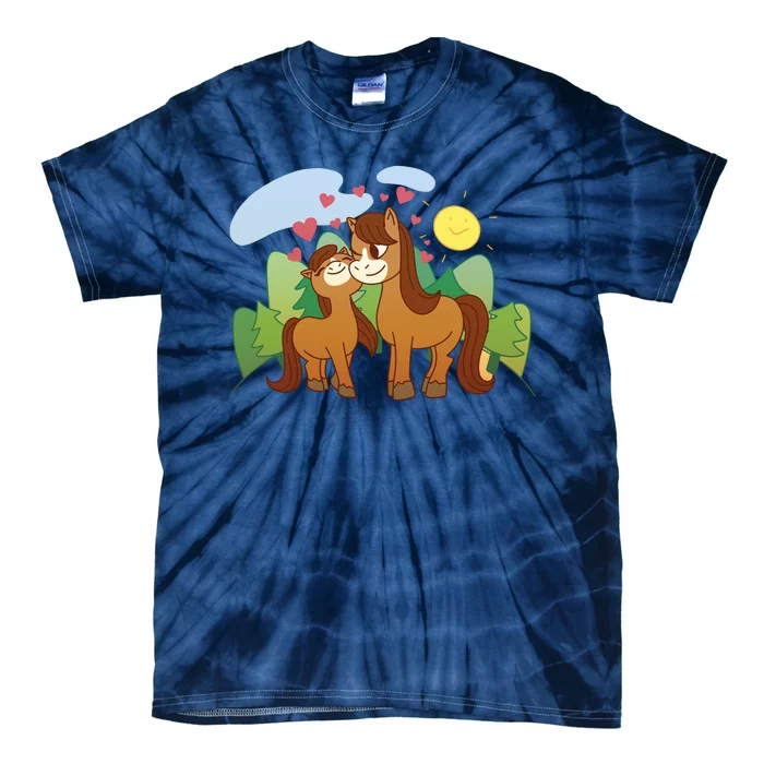 Cute Best Friend Horses Tie-Dye T-Shirt