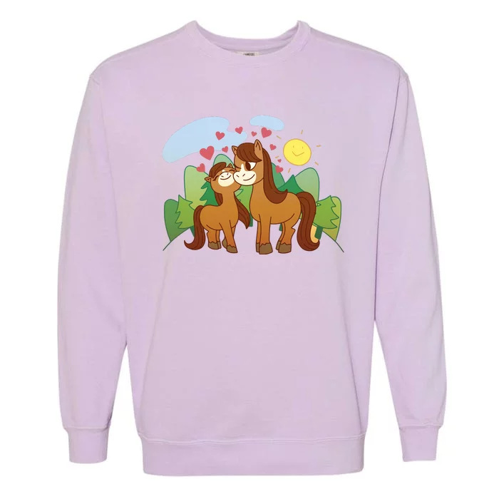 Cute Best Friend Horses Garment-Dyed Sweatshirt