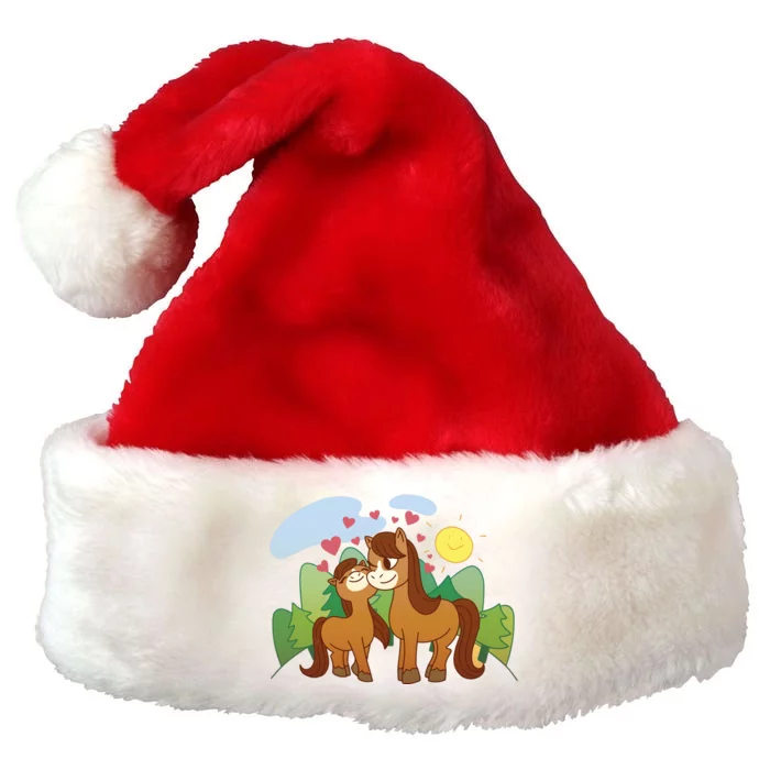 Cute Best Friend Horses Premium Christmas Santa Hat