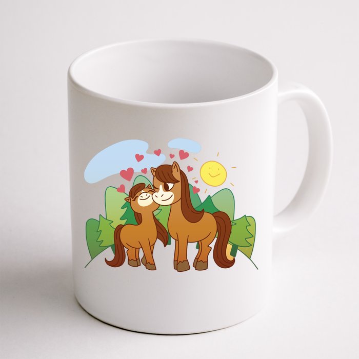 Cute Best Friend Horses Front & Back Coffee Mug