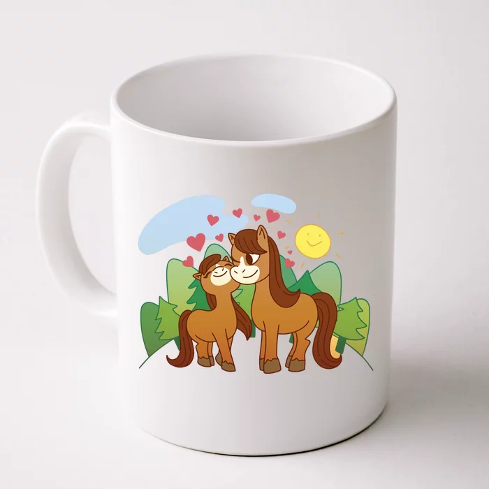 Cute Best Friend Horses Front & Back Coffee Mug