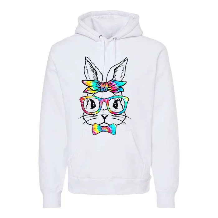 Cute Bunny Face Tie Dye Glasses Headband Happy Easter Day Premium Hoodie