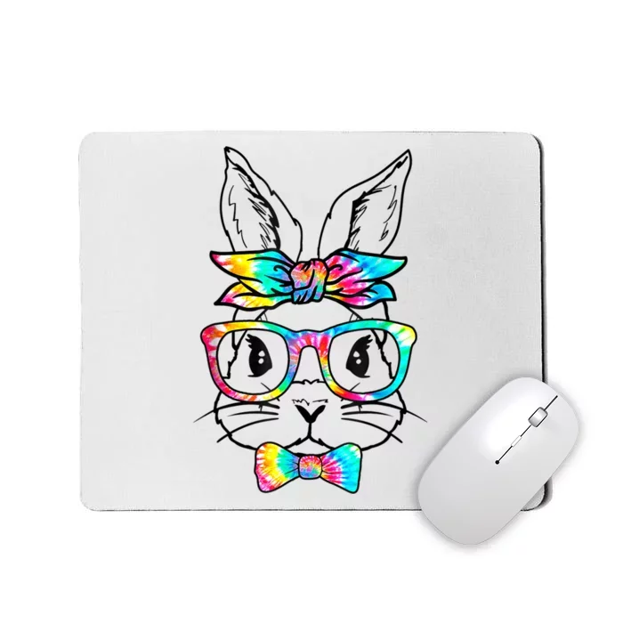 Cute Bunny Face Tie Dye Glasses Headband Happy Easter Day Mousepad