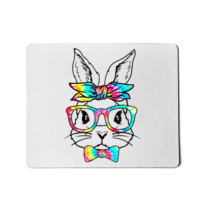 Cute Bunny Face Tie Dye Glasses Headband Happy Easter Day Mousepad