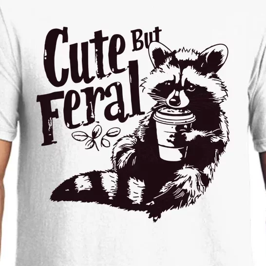 Cute But Feral Meme Funny Raccoon Pajama Set