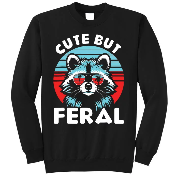 Cute But Feral Racoon With Sunglasses Tall Sweatshirt