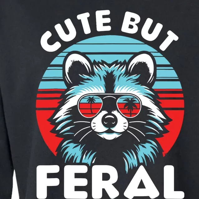 Cute But Feral Racoon With Sunglasses Cropped Pullover Crew