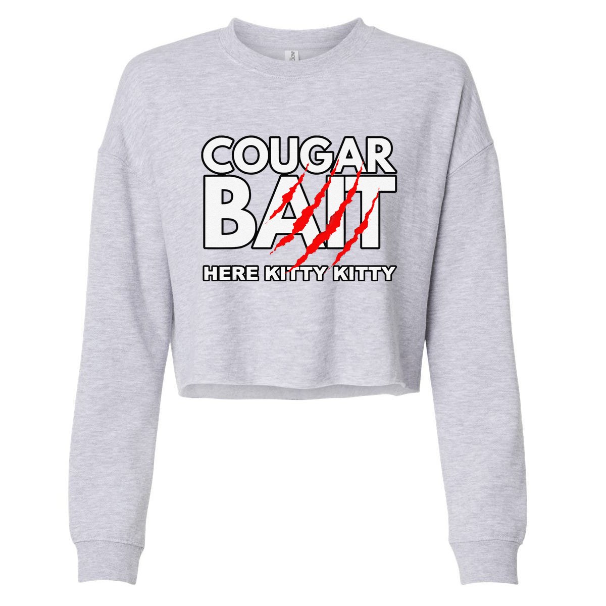 Cougar Bait Funny Halloween Costume Older Woman Younger Man Cropped Pullover  Crew