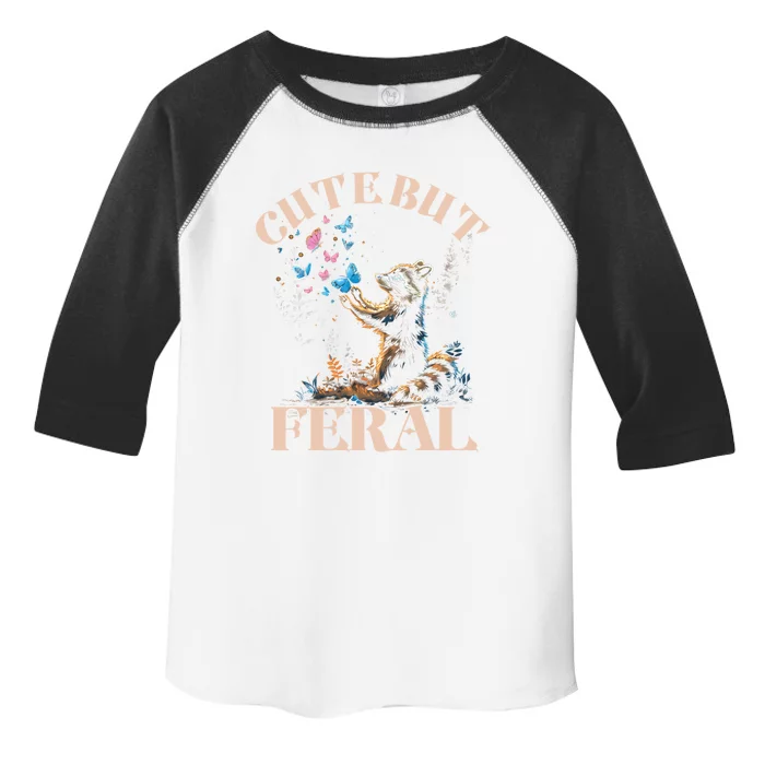 Cute But Feral Funny Raccoon Catching Butterfly Summer Gift Toddler Fine Jersey T-Shirt