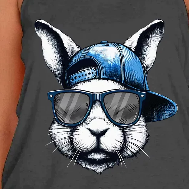 Cool Bunny Face Happy Easter Women's Knotted Racerback Tank