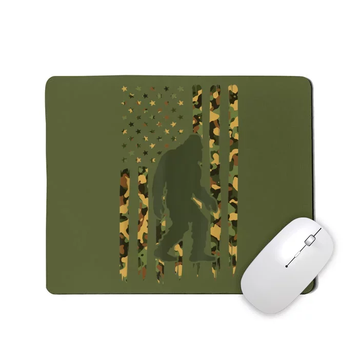 Camo Big Foot Sasquatch Vintage Bigfoot American Flag Mousepad