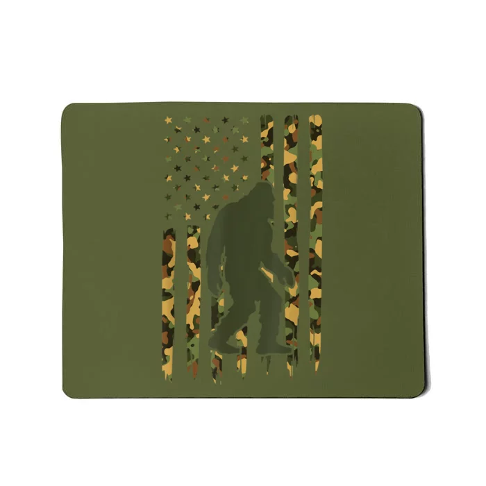 Camo Big Foot Sasquatch Vintage Bigfoot American Flag Mousepad