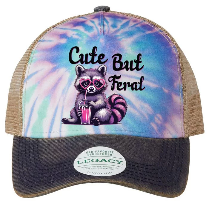 Cute But Feral Raccoon Funny Meme Legacy Tie Dye Trucker Hat