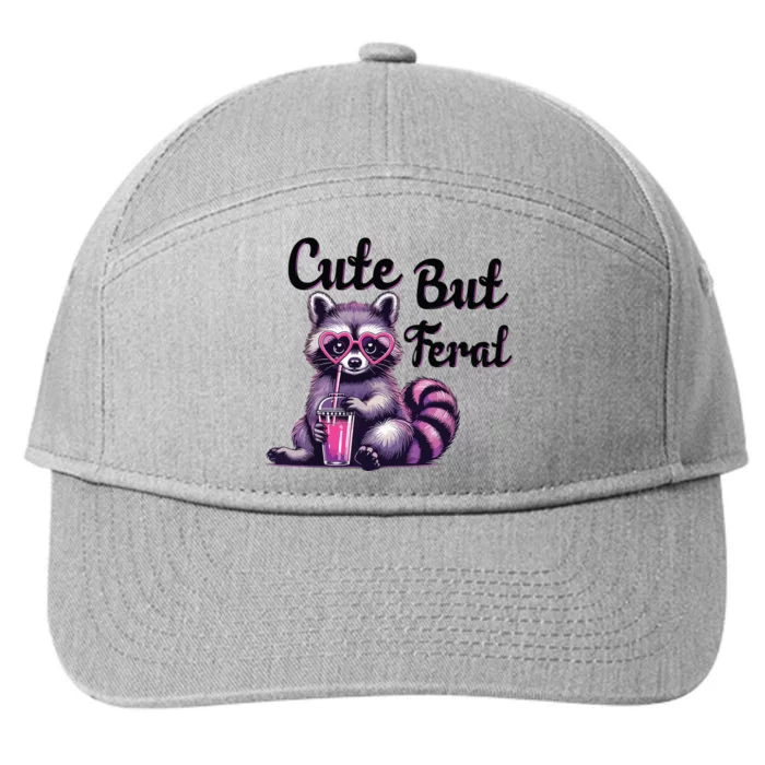 Cute But Feral Raccoon Funny Meme 7-Panel Snapback Hat