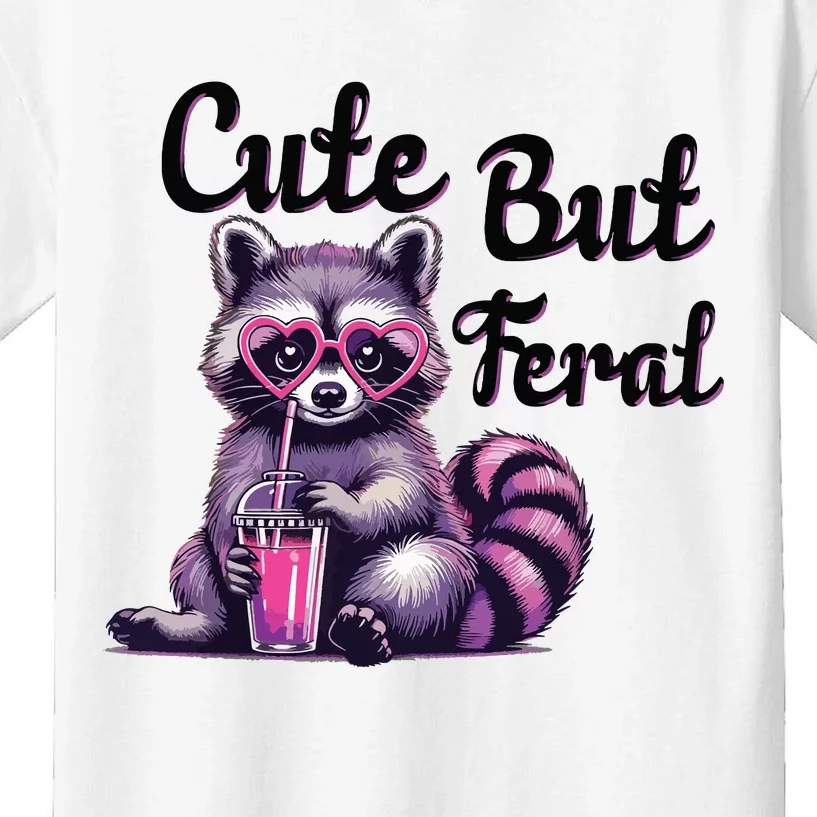 Cute But Feral Raccoon Funny Meme Kids T-Shirt