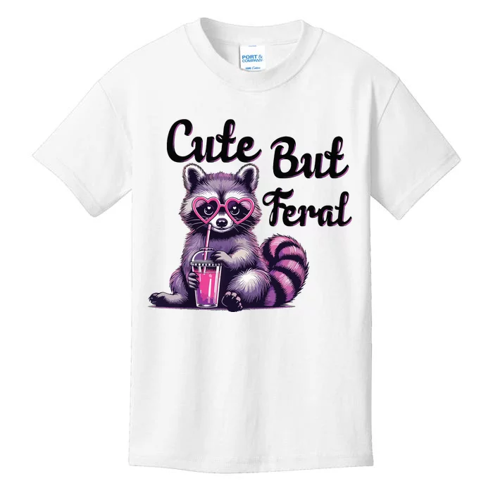 Cute But Feral Raccoon Funny Meme Kids T-Shirt