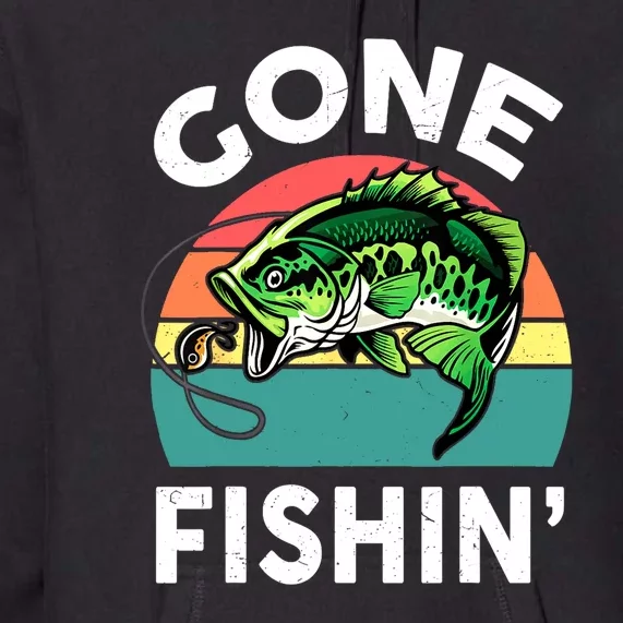 Cool Bass Fish Dad Gone Fishing Papa Funny Gift Premium Hoodie