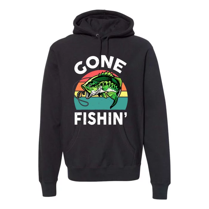 Cool Bass Fish Dad Gone Fishing Papa Funny Gift Premium Hoodie