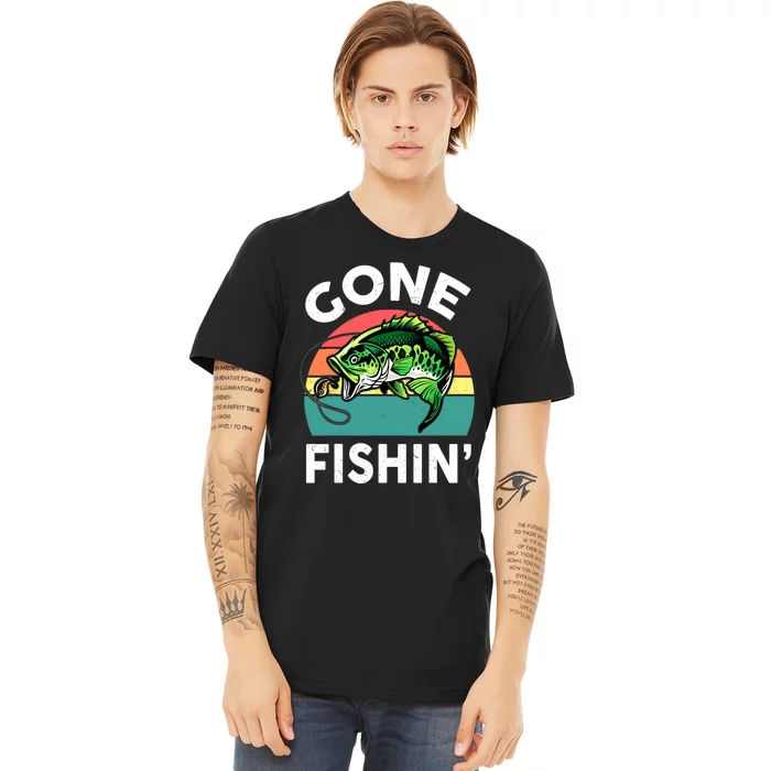 Cool Bass Fish Dad Gone Fishing Papa Funny Gift Premium T-Shirt