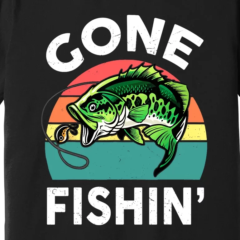 Cool Bass Fish Dad Gone Fishing Papa Funny Gift Premium T-Shirt