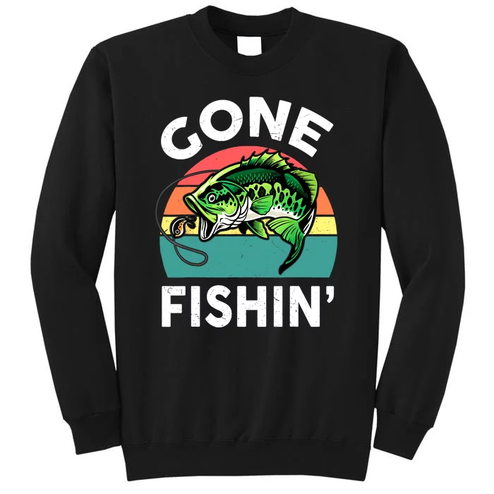 Cool Bass Fish Dad Gone Fishing Papa Funny Gift Tall Sweatshirt