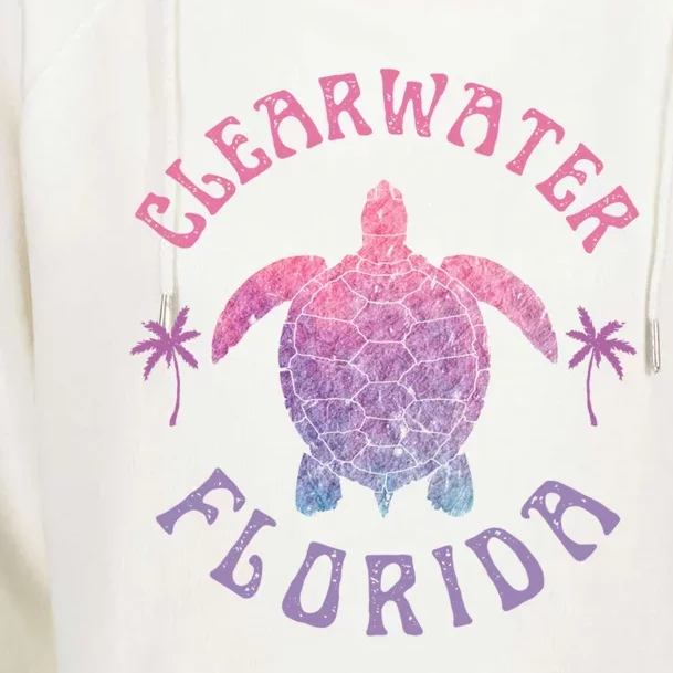 Clearwater Beach Florida Sea Turtle Summer Vacation Cute Gift Womens Funnel Neck Pullover Hood