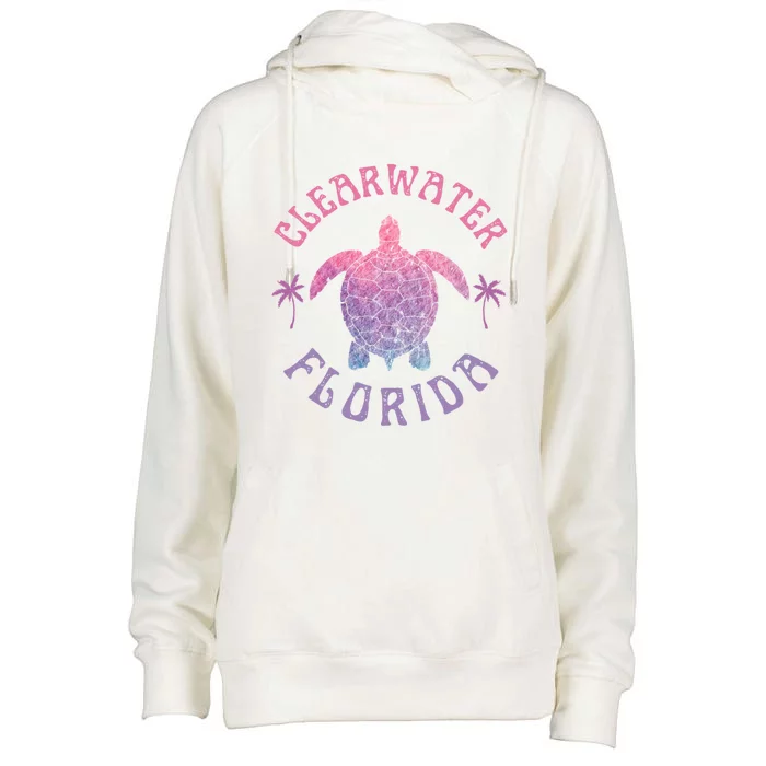 Clearwater Beach Florida Sea Turtle Summer Vacation Cute Gift Womens Funnel Neck Pullover Hood