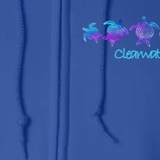 Clearwater Beach Fl Beach Design / Tribal Turtle Gift Meaningful Gift Full Zip Hoodie