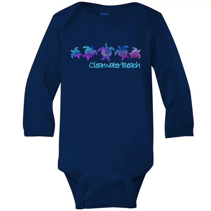 Clearwater Beach Fl Beach Design / Tribal Turtle Gift Meaningful Gift Baby Long Sleeve Bodysuit