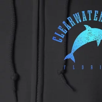 Clearwater Beach Florida Fl Dolphin Vacation Souvenir Full Zip Hoodie