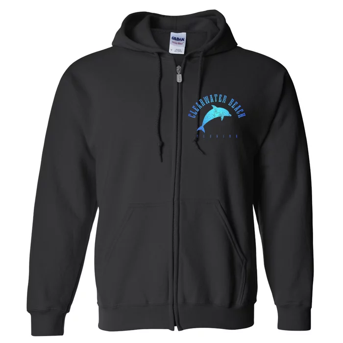 Clearwater Beach Florida Fl Dolphin Vacation Souvenir Full Zip Hoodie