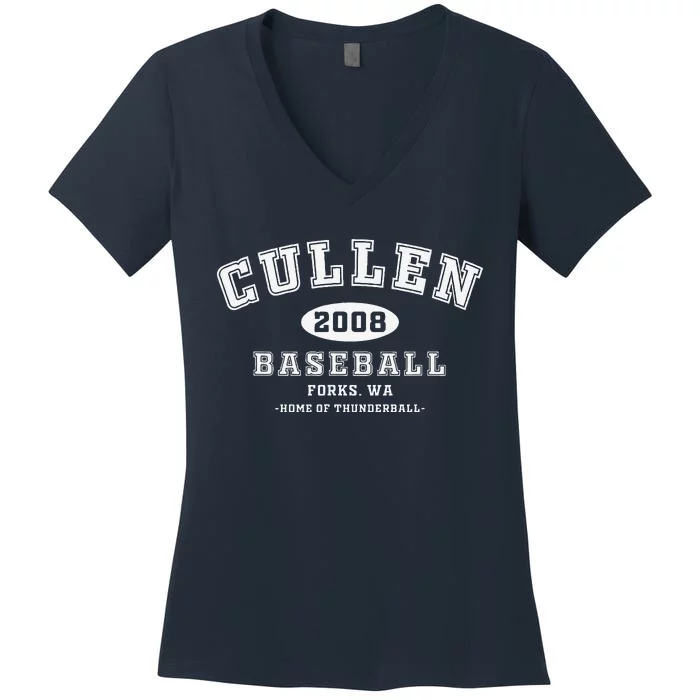 Cullen Baseball Forks Washington Home Of Thunderball Women's V-Neck T-Shirt