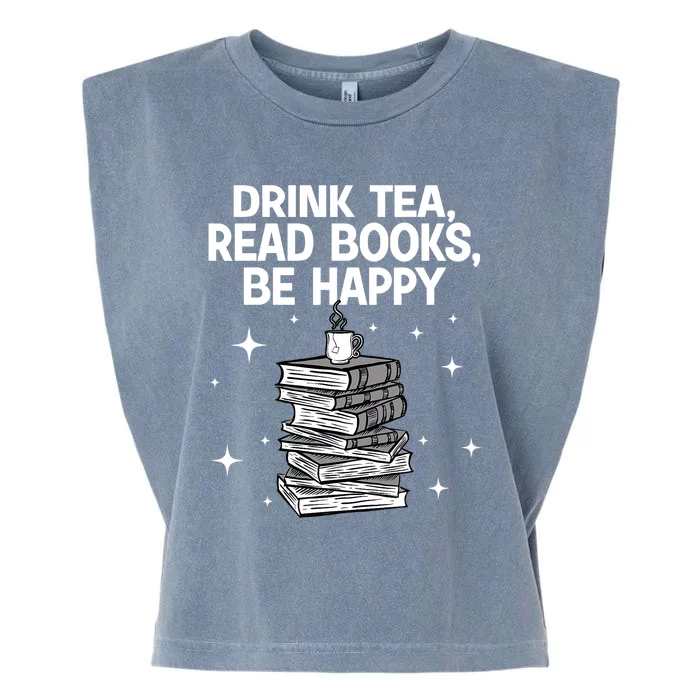 Cool Books For Men Women Tea Book Lovers Reading Bookworm Garment-Dyed Women's Muscle Tee