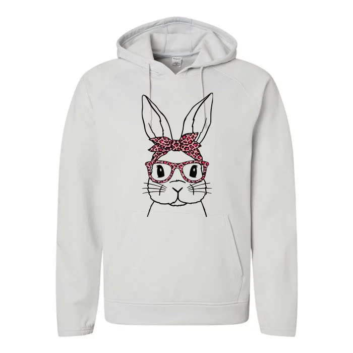 Cute Bunny Face Leopard Glasses Headband Happy Easter Day Performance Fleece Hoodie