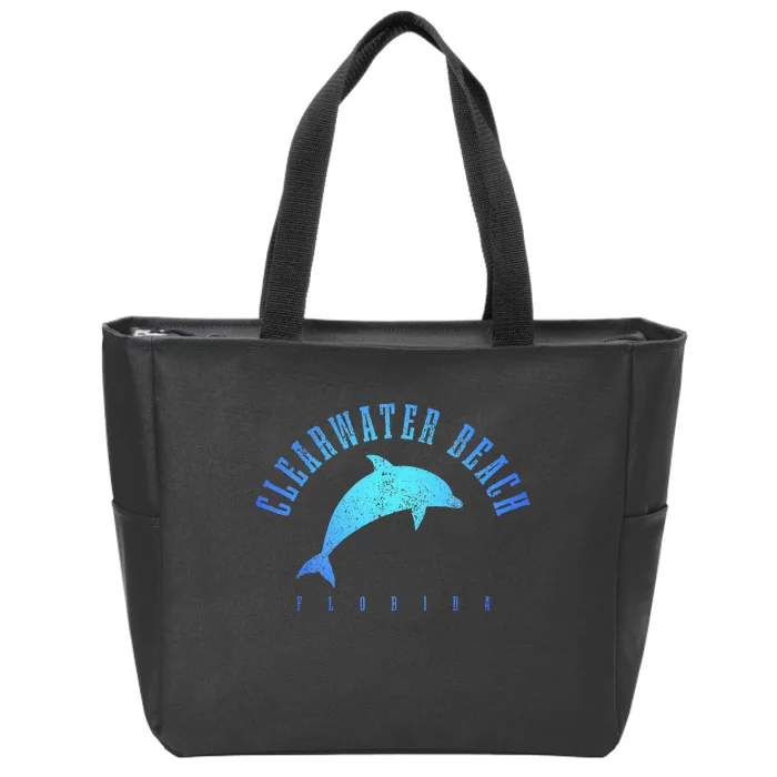 Clearwater Beach Florida FL Dolphin Vacation Souvenir Zip Tote Bag