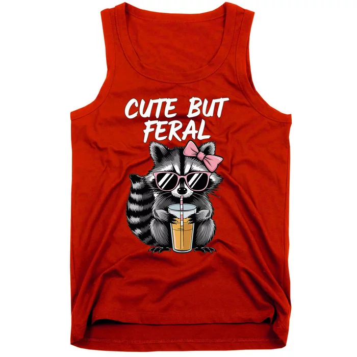 Cute But Feral Raccoon Tank Top