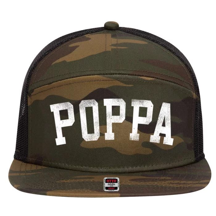 Classic Bold Font Birthday Poppa 7 Panel Mesh Trucker Snapback Hat