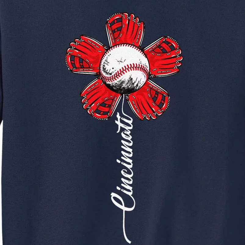 Cincinnati Baseball Flower I Love Cincinnati Baseball Spirit Tall Sweatshirt