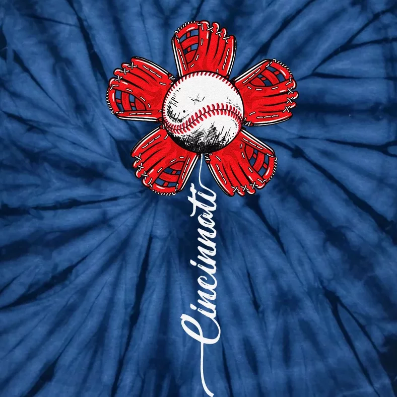 Cincinnati Baseball Flower I Love Cincinnati Baseball Spirit Tie-Dye T-Shirt