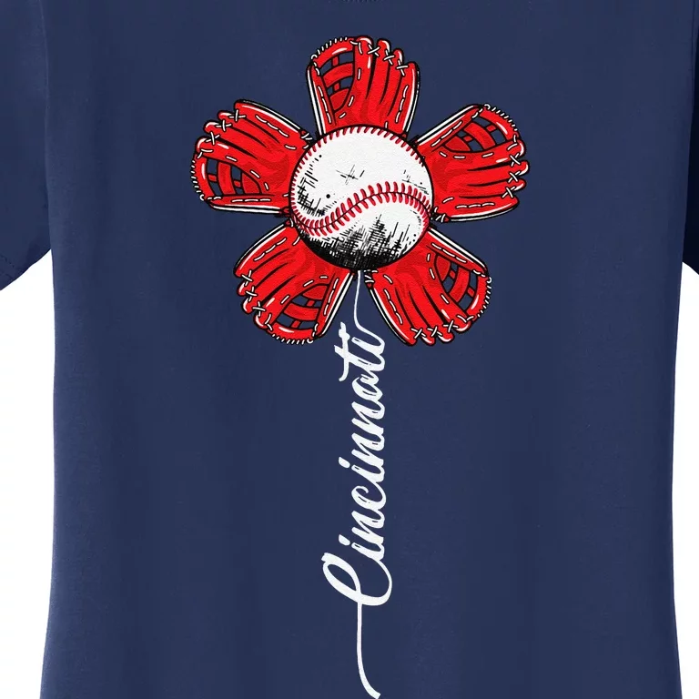 Cincinnati Baseball Flower I Love Cincinnati Baseball Spirit Women's T-Shirt