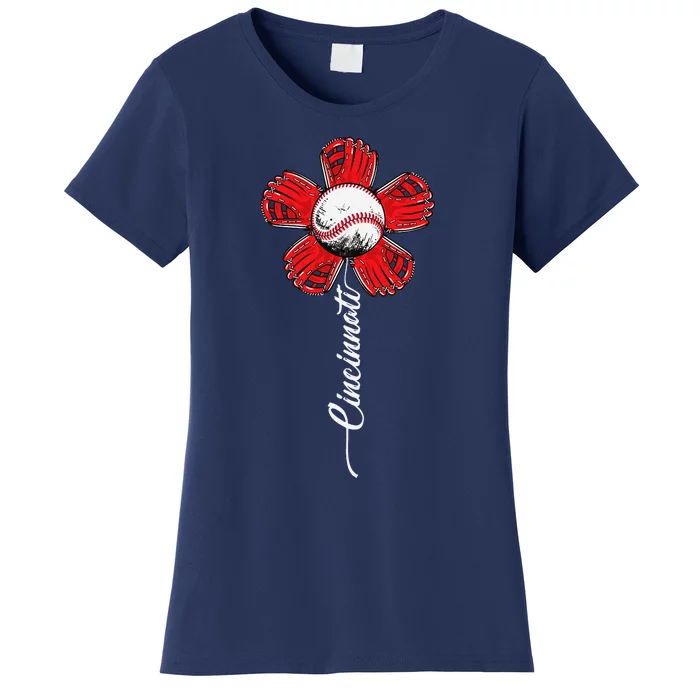 Cincinnati Baseball Flower I Love Cincinnati Baseball Spirit Women's T-Shirt