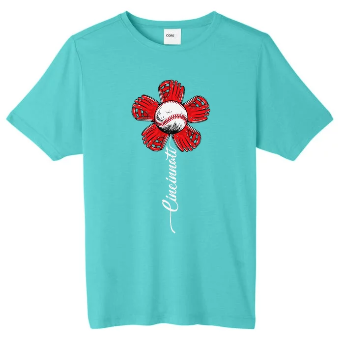 Cincinnati Baseball Flower I Love Cincinnati Baseball Spirit ChromaSoft Performance T-Shirt