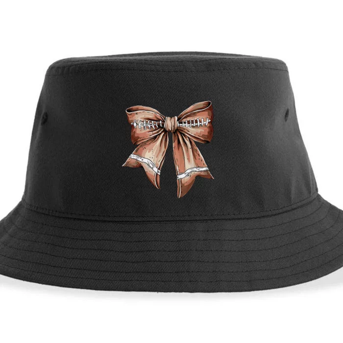 Coquette Bow Funny Football Lover Game Day Football Mom Life Gift Sustainable Bucket Hat