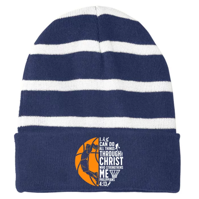 Cool Basketball For Men Women Bible Verse Christian Player Striped Beanie with Solid Band