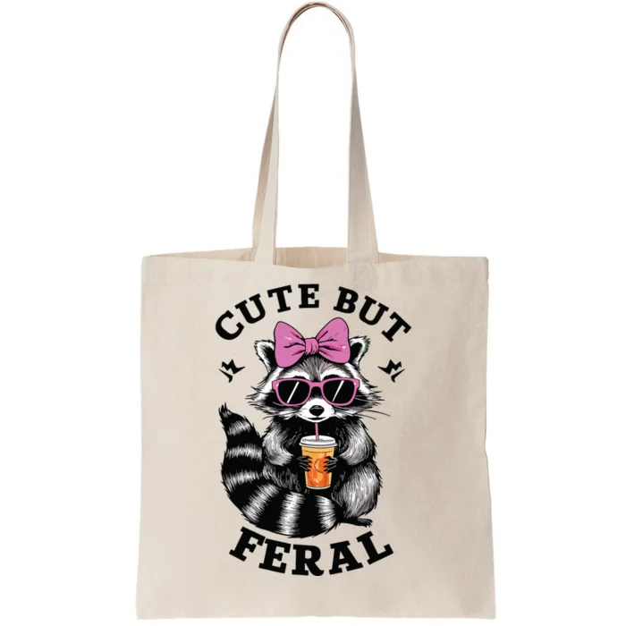 Cute But Feral Funny Colorful Racoon With Sunglasses Racoon Tote Bag