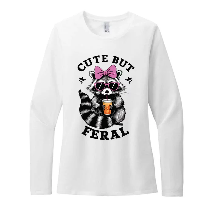 Cute But Feral Funny Colorful Racoon With Sunglasses Racoon Womens CVC Long Sleeve Shirt