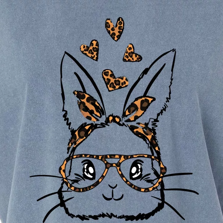 Cute Bunny Face With Leopard Sunglasses Bubblegum Easter Day Funny Gift Garment-Dyed Women's Muscle Tee