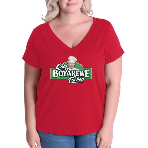Chef BOYAREWE Fucked Funny Anti Biden Women's V-Neck Plus Size T-Shirt