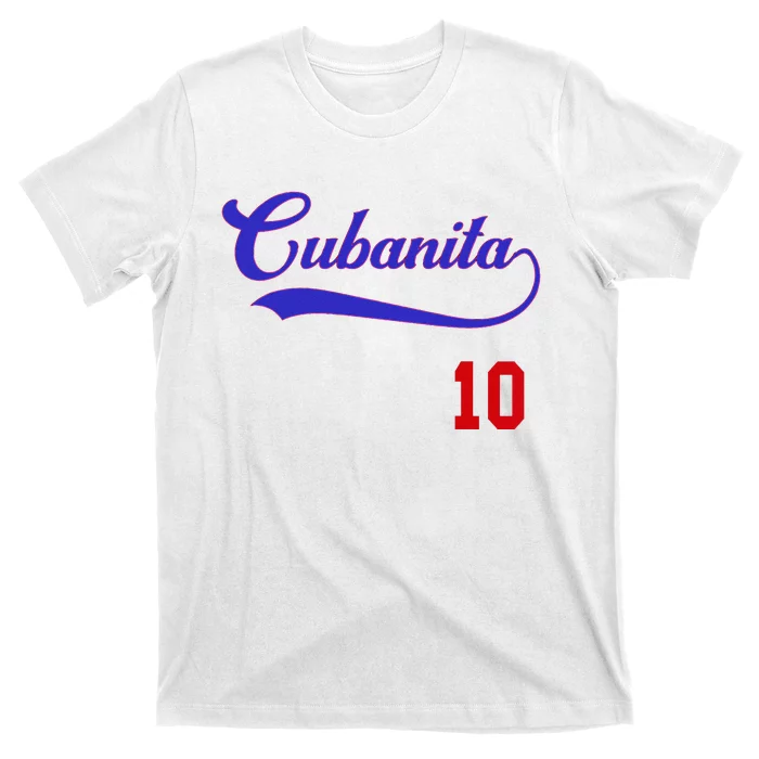 Cubanita Baseball Flag Souvenir Cubana Cuba Women Girl T-Shirt